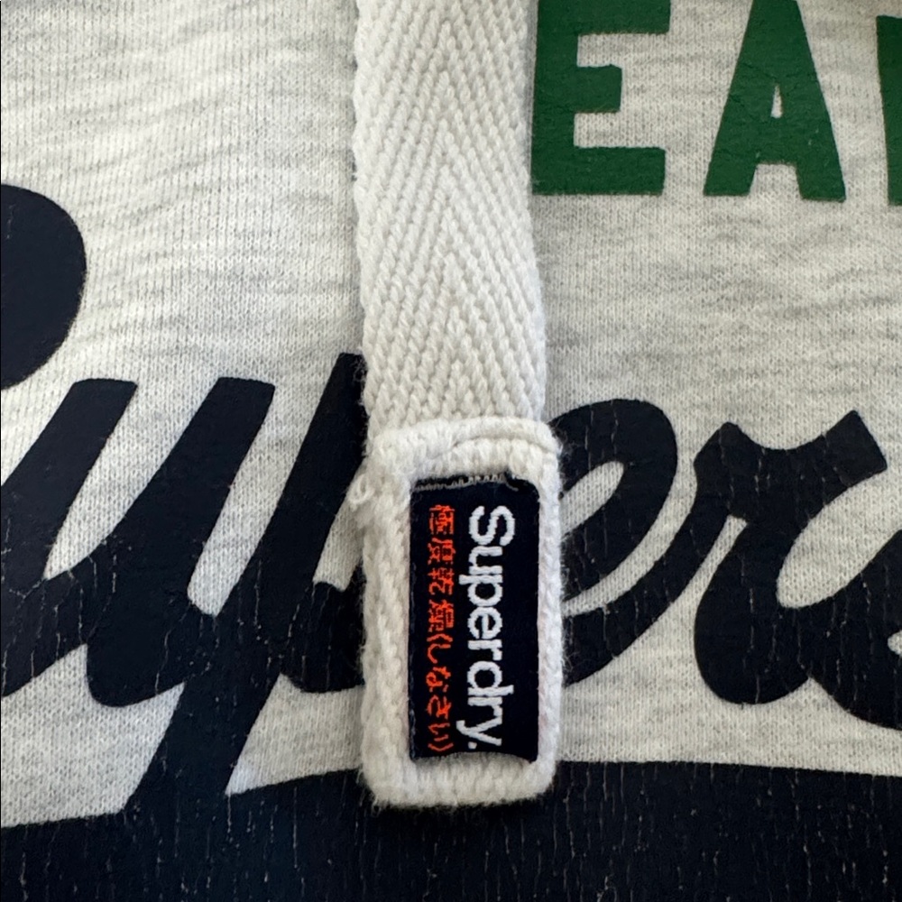 Superdry Light Gray Hoodie with Green and Navy Details - Picture 3 of 7
